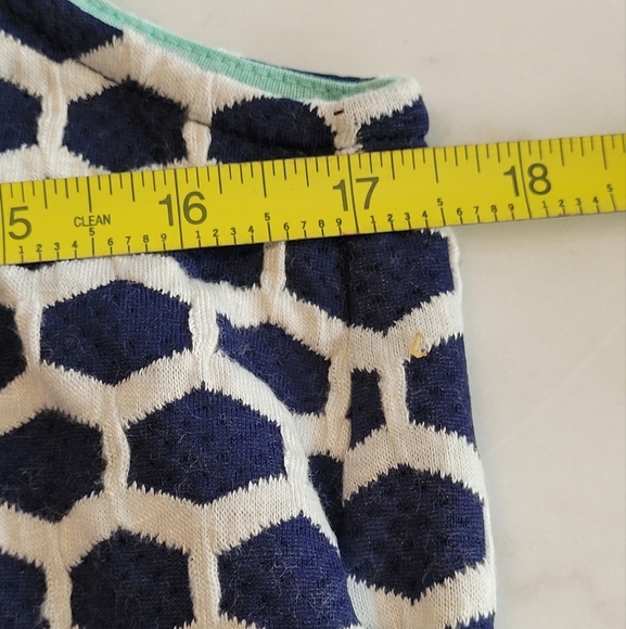 Pixley High Low Deep Blue White Aqua Geometric Honeycomb Tank Top Size Small - Picture 6 of 10